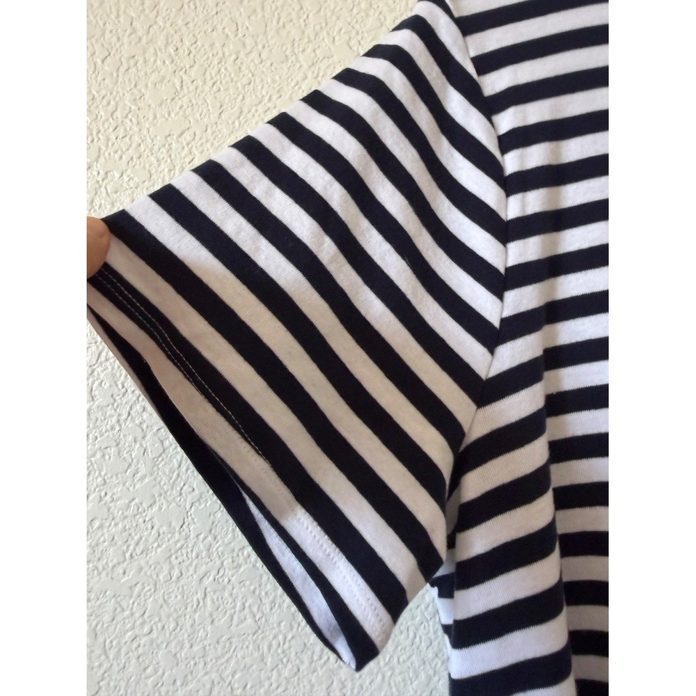 Croft Barrow Womens Plus Size 1X Classic Tee Navy White Stripe 100% Cotton Top - Picture 6 of 11